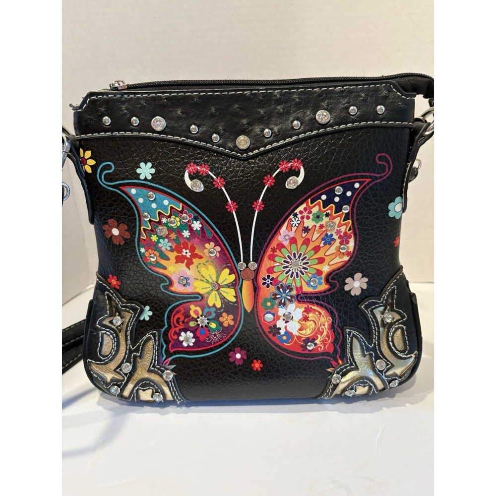 Butterfly Flower Spring For Women Clutch Western Style CCW Rhinestone S...